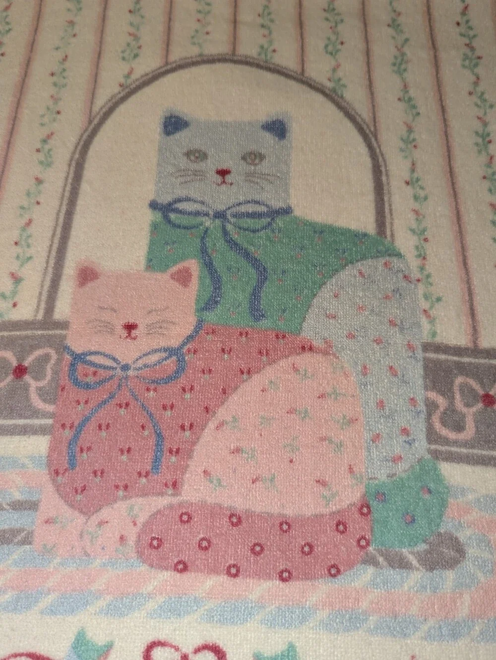 Vintage 80s Fieldcrest St. Marys Country Cat Towels - 2 Towels